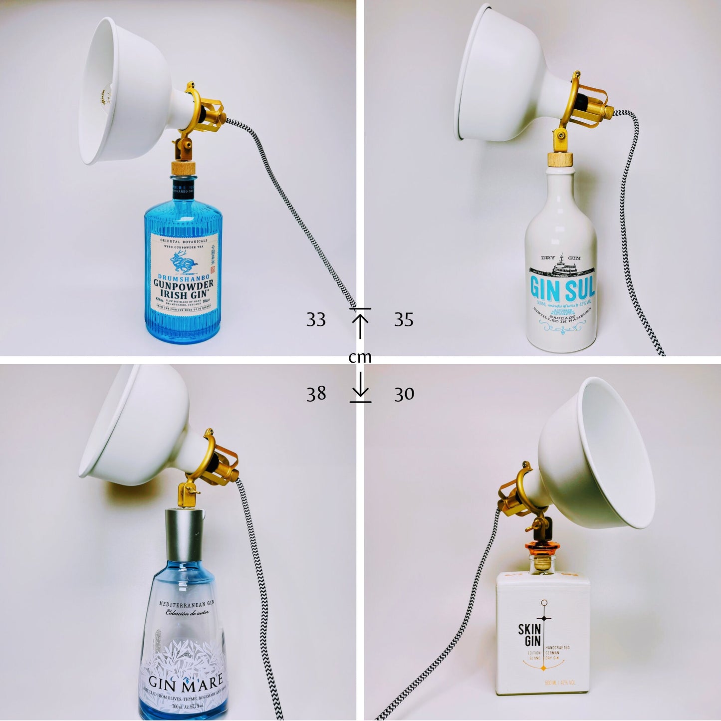 Gin Vintage-Lampen | Handgemachte nachhaltige Tischlampe aus Gin Flaschen | Einzigartige Geschenkidee | Deko-Licht | Upcycling Leuchten