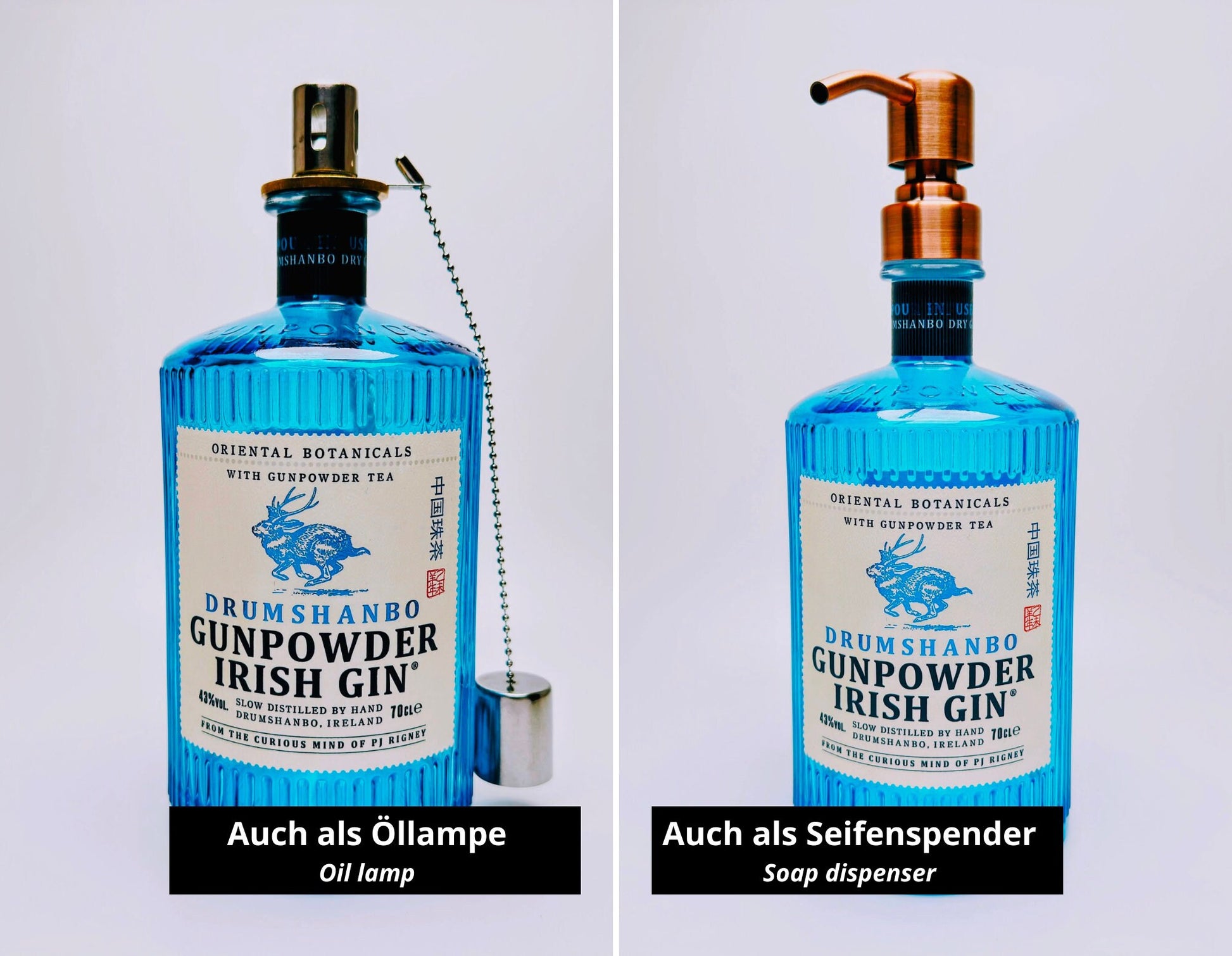 Gunpowder Gin Vintage-Lampe | Handgemachte nachhaltige Tischlampe aus Gunpowder Gin | Einzigartige Geschenkidee | Deko-Licht | Upcycling