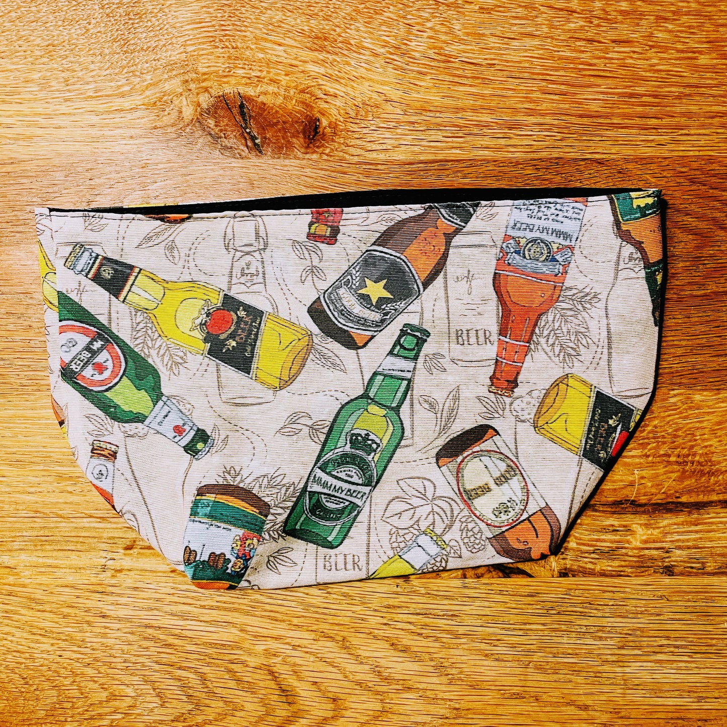 Brotkorb Bier-Motiv | Brotbeutel Bier-Flaschen-Design | Brötchentasche aus Stoff | Handgefertigt