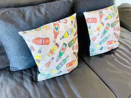 Bierkissen | Kissenbezug mit Bier-Motiv | Sofa-Kissen mit Bier-Flaschen-Design | Kopfkissen aus Stoff | Dekokissen | Handgefertigt | 40x40 cm